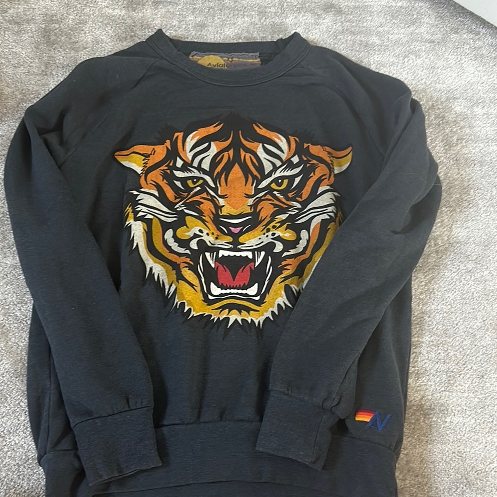 Aviator Nation LIMITED EDITION CANT BUY ANYWHERE Black Tiger Graphic Sweater